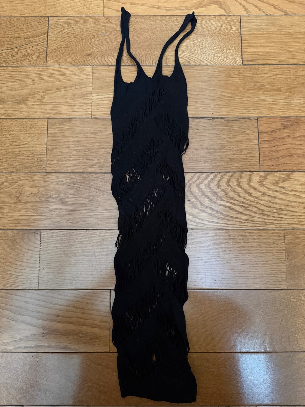 Black Fringe Knit Dress